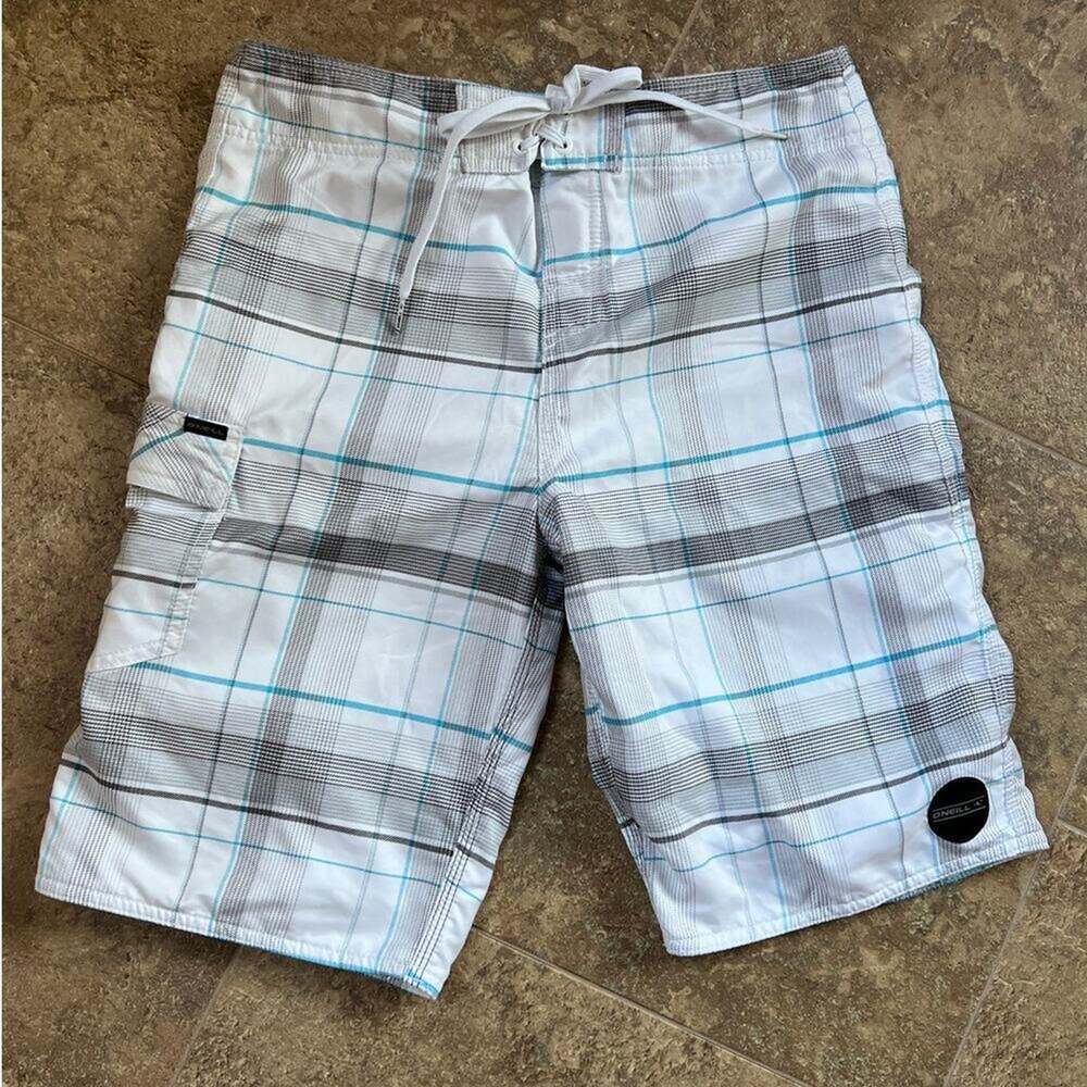 O'Neill board shorts, white and teal, Men's size 30
